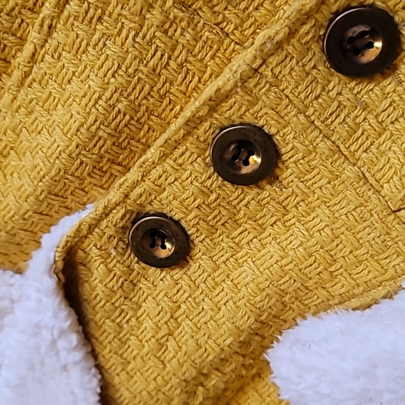 Anthropologie Tulle Goldenrod textured coat with big sherpa collar size S - Picture 6 of 7